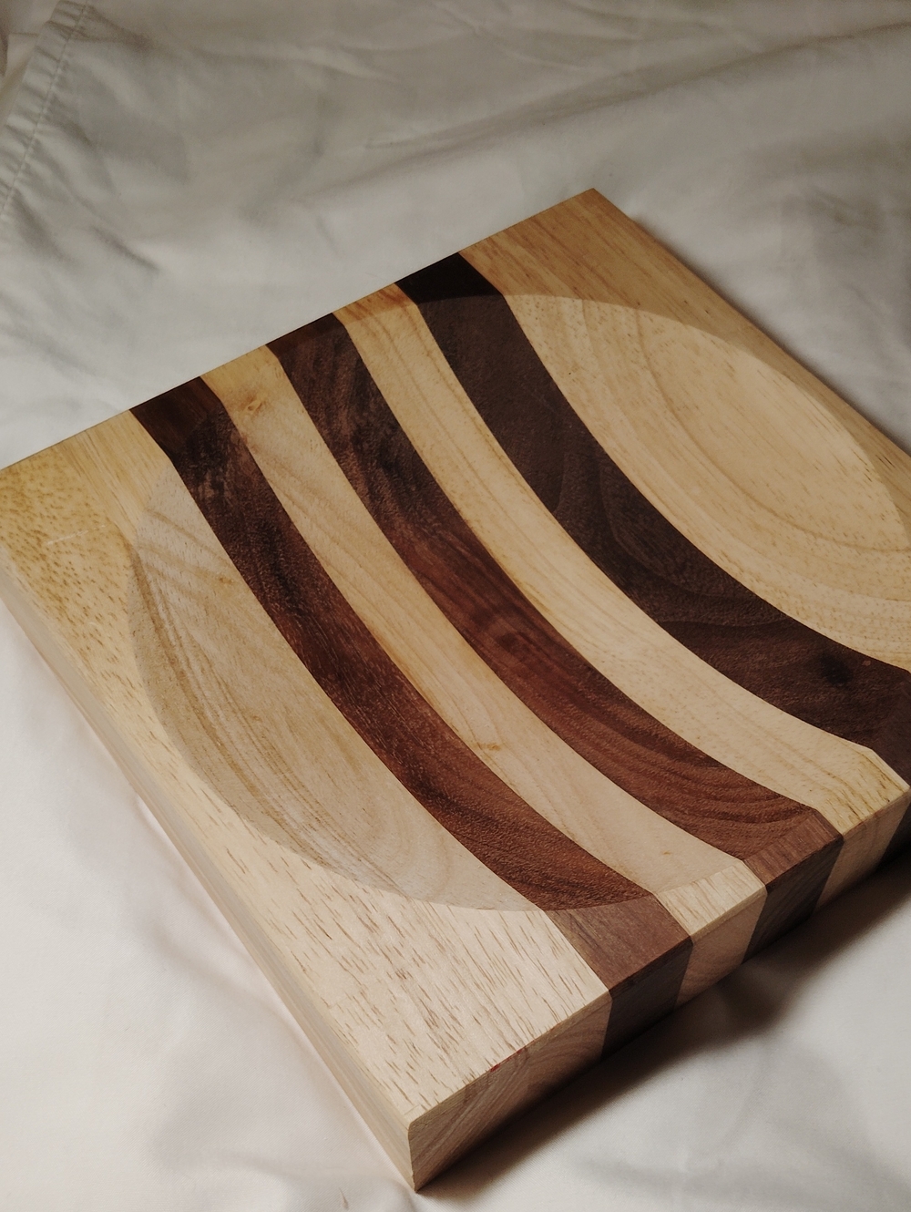 Ulu Alaskan Knife Cutting Board Bowl Medium Wood Block Maple/Walnut